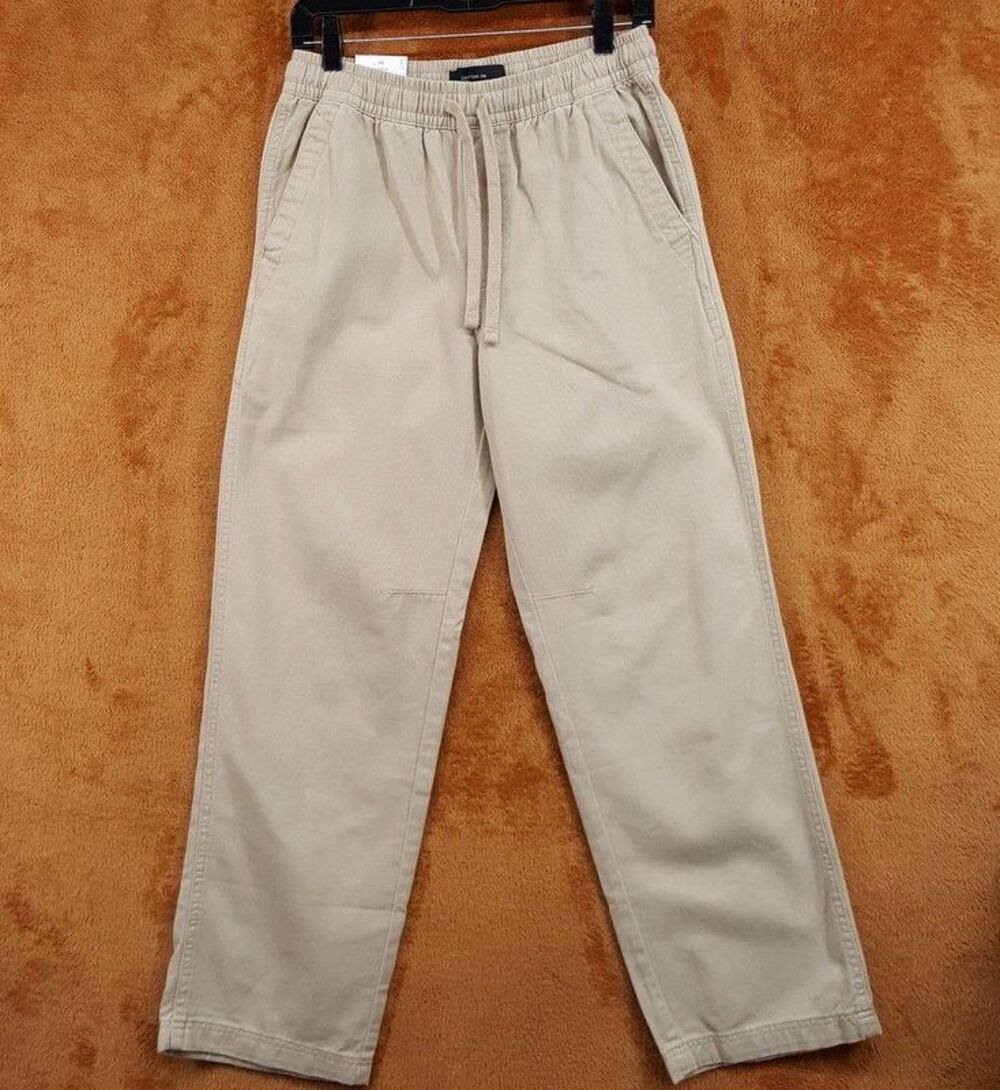 COTTON ON Pants Mens XS Tan Straight Leg Pull On Drawstring